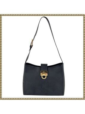 Salvatore Ferragamo Black Leather Trifolio Shoulder Bag